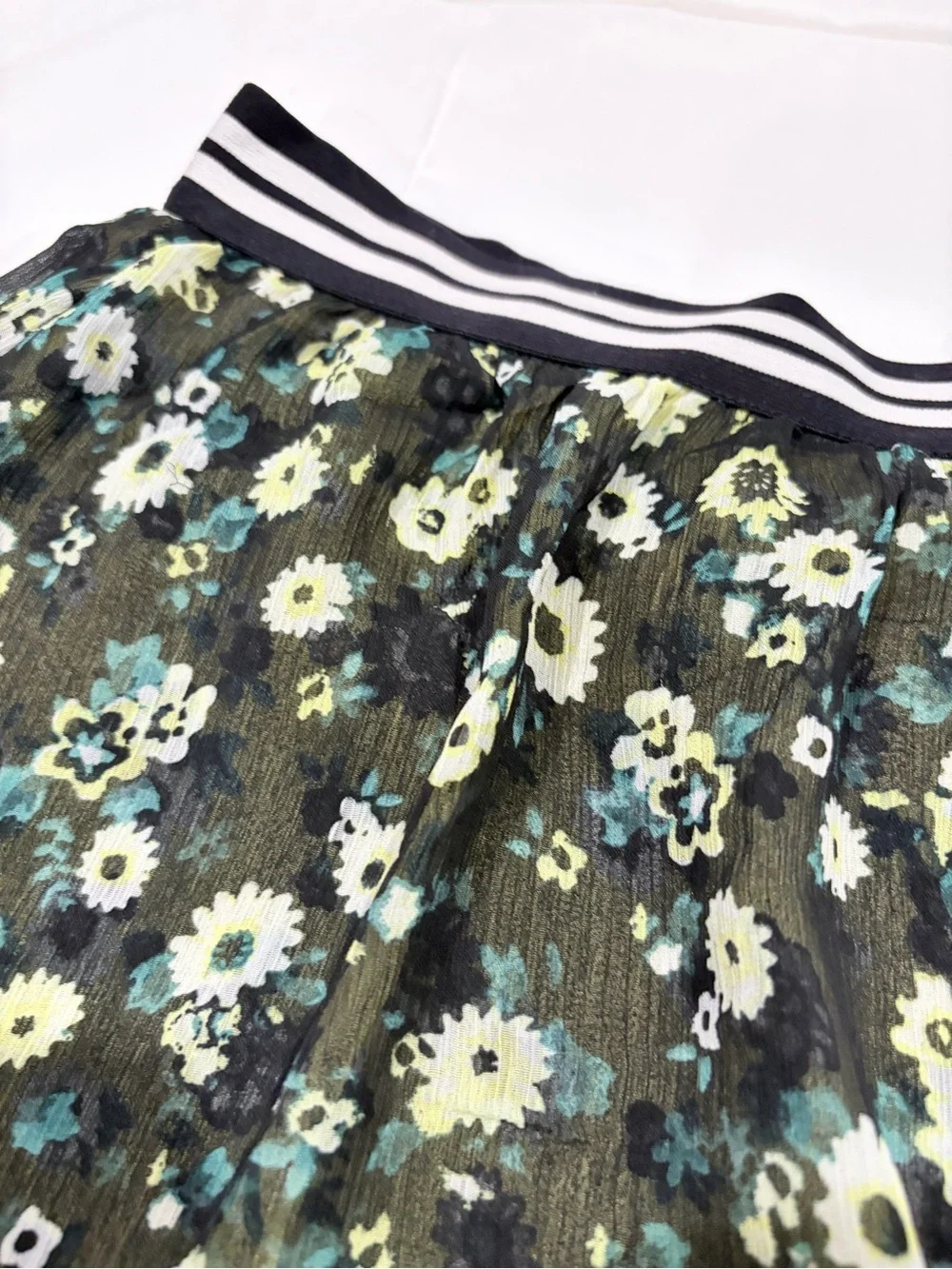 Justice Two-Tier Floral High-Low Skirt in Black and Yellow
